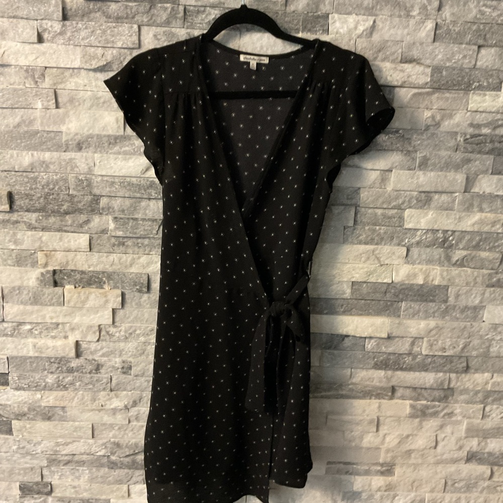 Charlotte Russe Black Midi Dress with Dotted Pattern